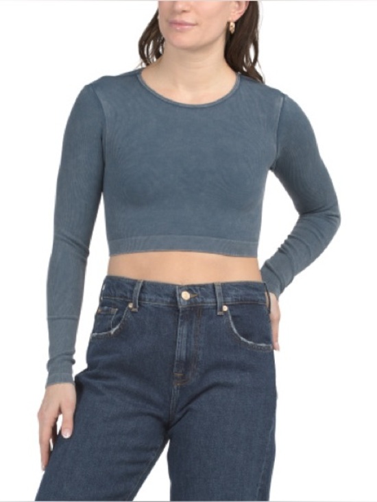 Zara Tops - Zara Women's Cropped Long-Sleeve Ribbed Top